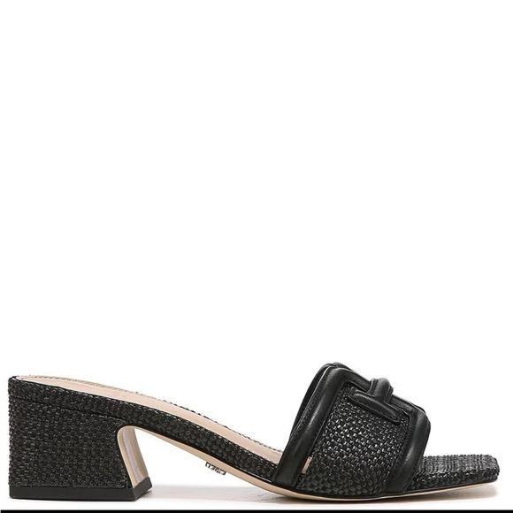 GU Sam Edelman Waylon Leather and Raffia Double E Detail Slide Sandals 9 - Picture 5 of 13